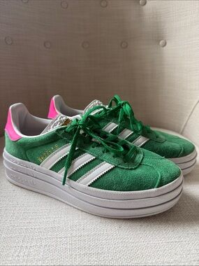 adidas Green & Pink Suede Platform Sneakers